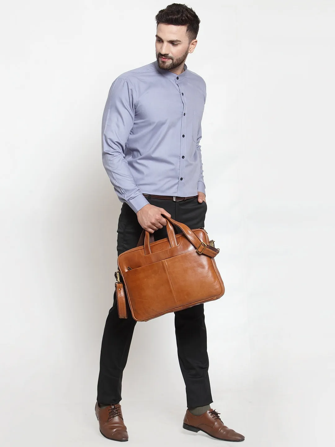 Men's Grey Cotton Solid Mandarin Collar Formal Shirts ( SF 726Light-Grey ) - Jainish